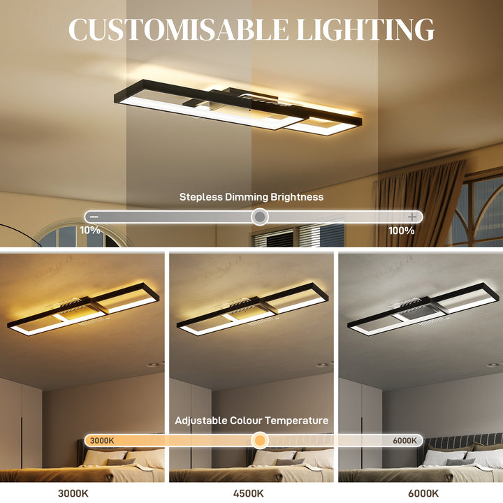 LED Ceiling Light, Modern Dimmable Ceiling Light with Wall Switch &amp; Remote Control, Flush Mount Ceiling Lamp with 3000-6000K Colour Temperatures for Living Room, Bedroom