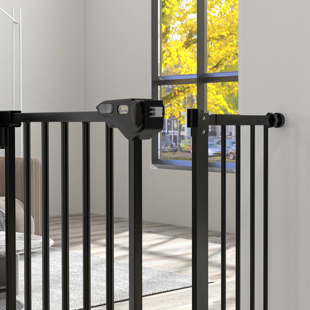 Adjustable Safety Gate w/ One Extensions, Four Adjustable Screws, Black