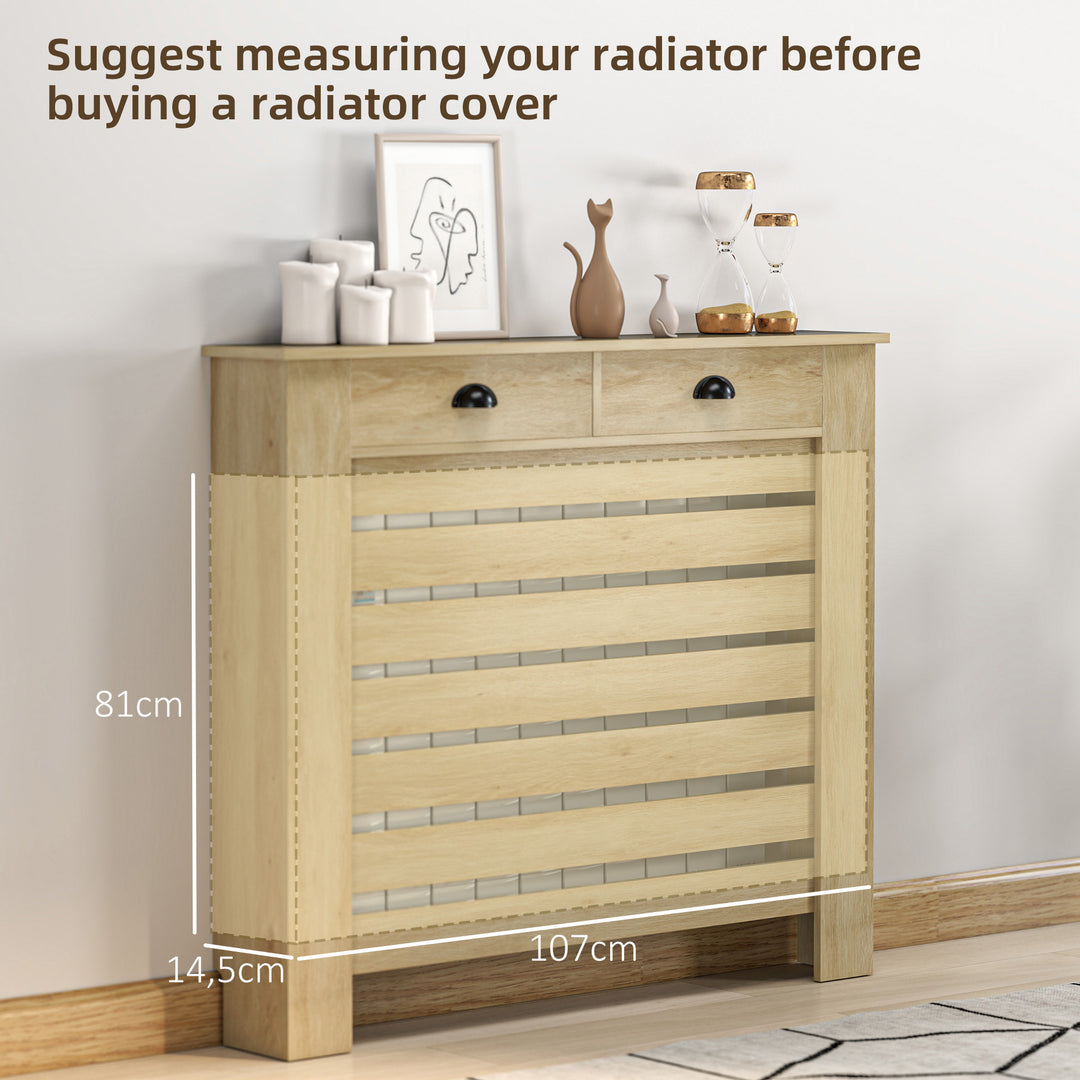 95.5H x 111Wcm Radiator Cover, with Drawer - Oak