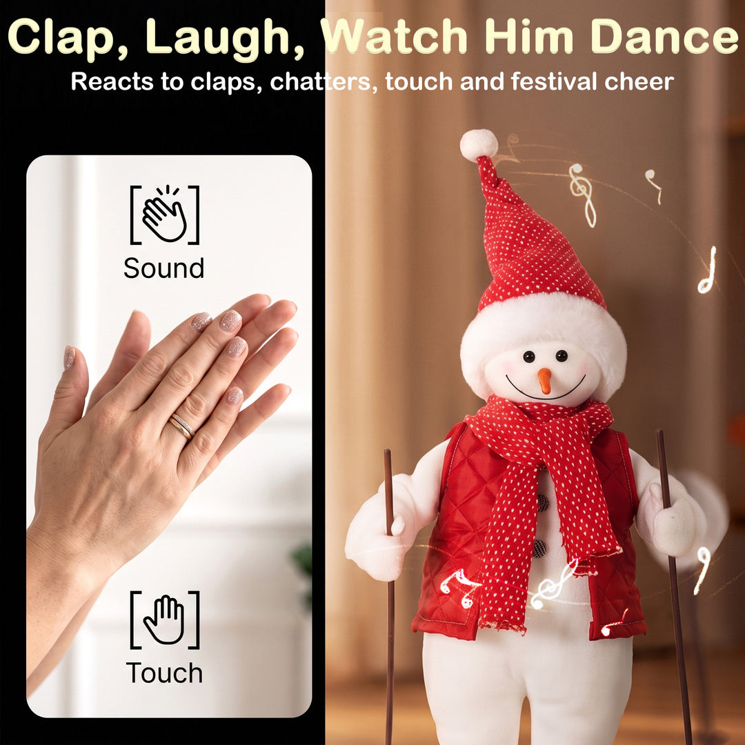 2ft Singing Skiing Santa Claus, Standing Christmas Animated Santa - view 5