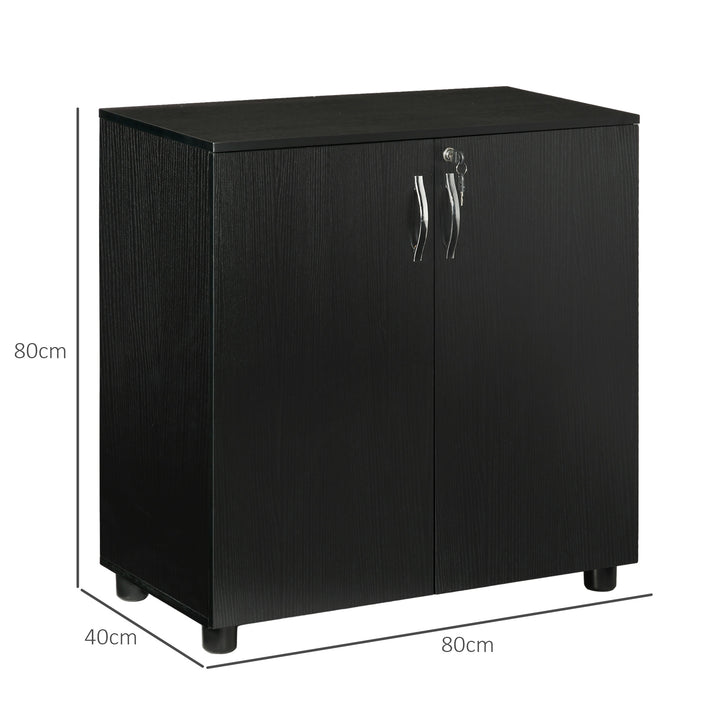 Two-Tier Locking Office Storage Cabinet - Black