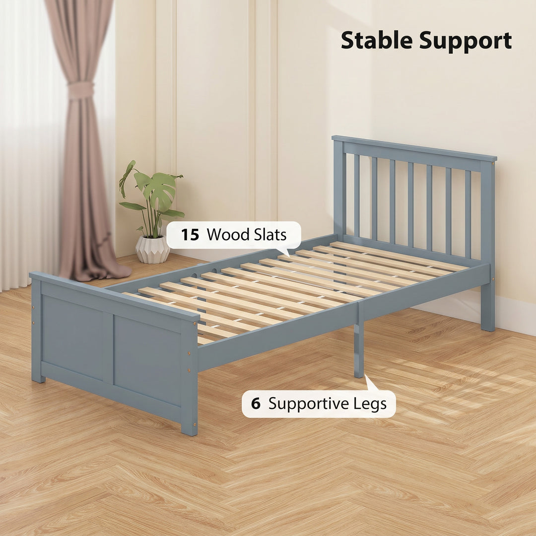 Pine Storage Bed, 3ft Single Solid Wooden Bed Frame with Drawers, Head