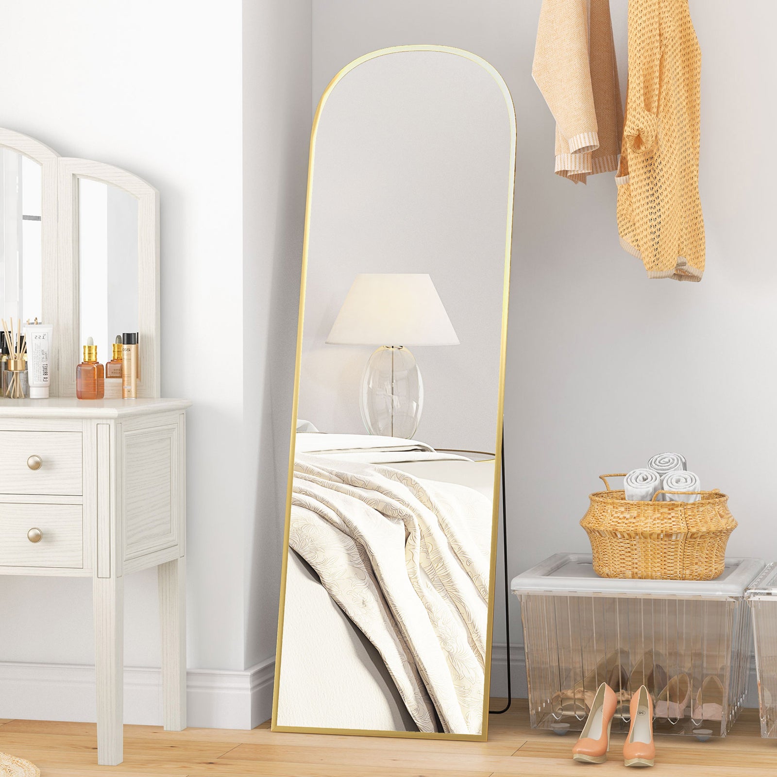 162cm Aluminium Frame Standing Mirror - Gold