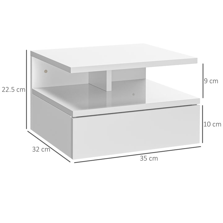 MCL Set of Two Floating High Gloss Bedside Tables - White