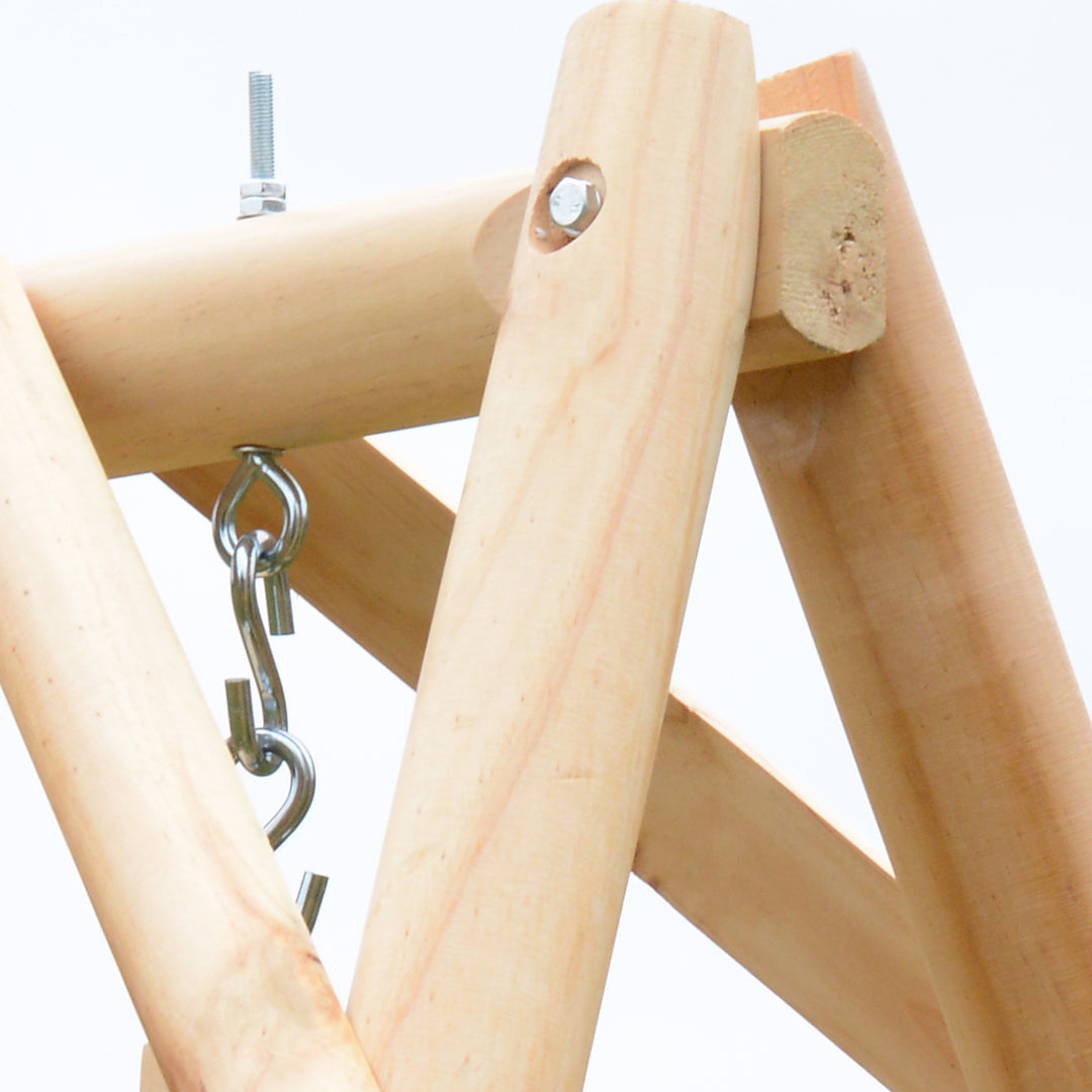 MCL Outdoor 2 Seater Swing Chair Larch Wood Garden Swing Seat Porch Hammock Bench Lounger