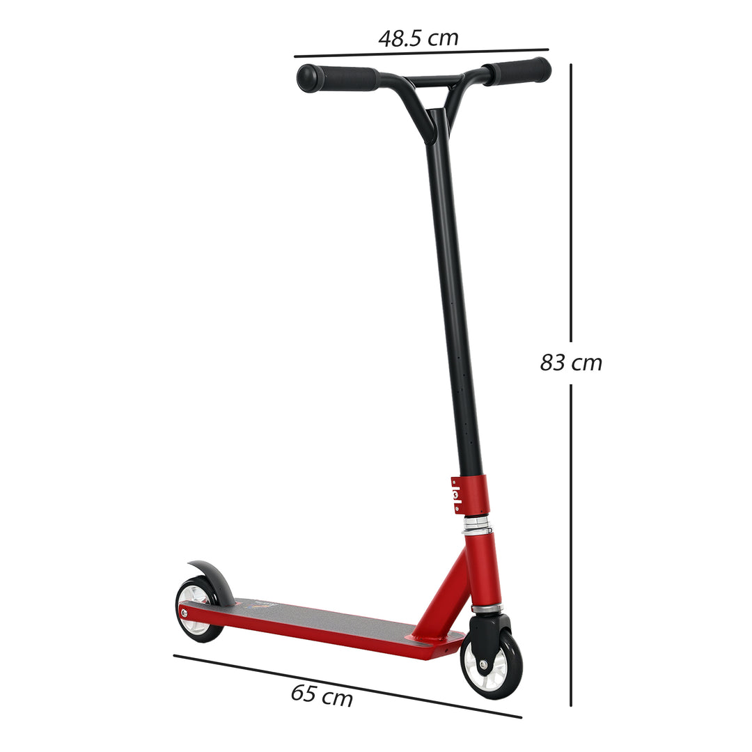 Stunt Scooter, 360° Entry Level Tricks Scooter w/ Lightweight Aluminium Deck and ABEC 7 Bearing, For Age 14+ Beginners, Red