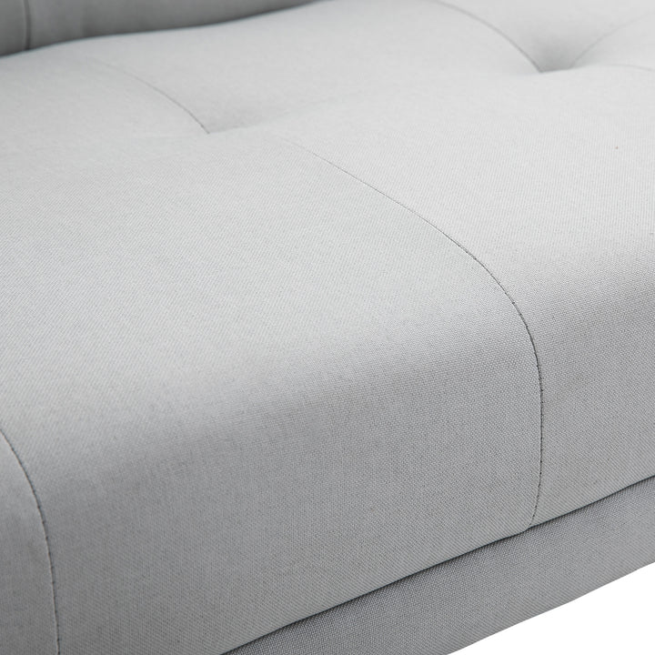 Fabric Click Clack Sofa Bed with 2 Cup Holders, Convertible Futon Settee, Futon Recliner Lounge for Living Room, Spare Room, Bedroom, Grey