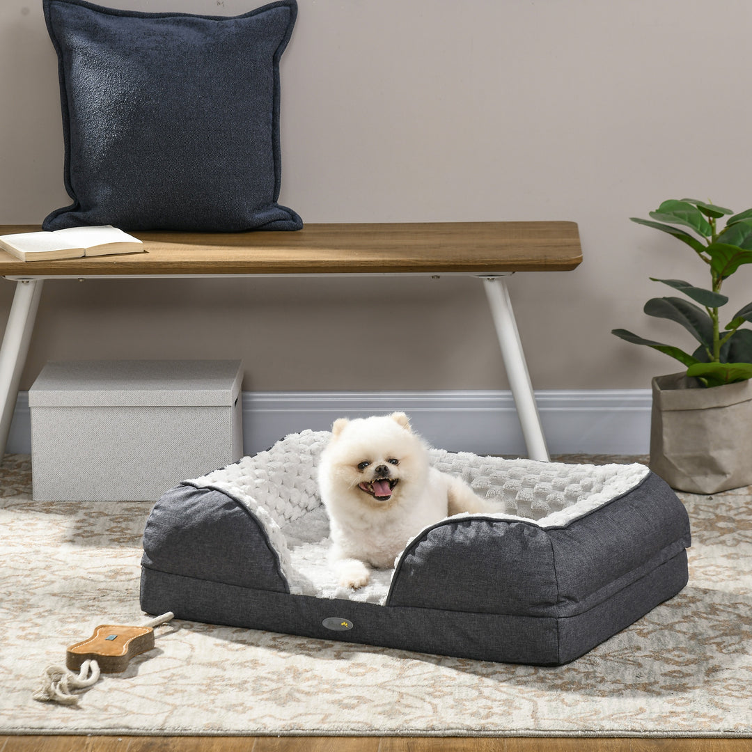 PawHut Calming Dog Bed Pet Mattress w/ Removable Cover, Anti-Slip Bottom, for Small Dogs, 70L x 50W x 18Hcm - Charcoal Grey