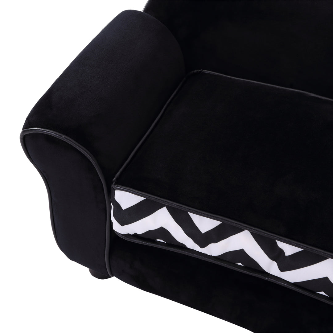 Dog Sofa Bed for XS-Sized Dogs, Cat Sofa with Soft Cushion, Pet Chair Lounge with Washable Cover, Removable Legs, Wooden Frame - Black