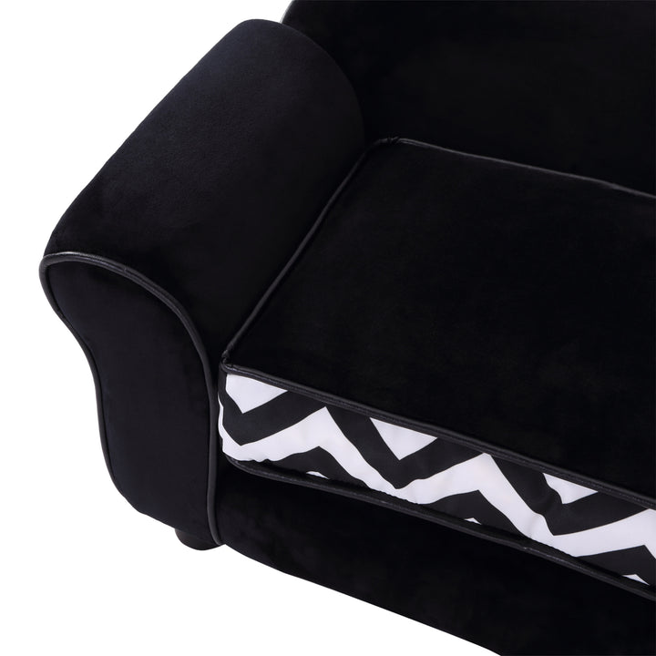 Dog Sofa Bed for XS-Sized Dogs, Cat Sofa with Soft Cushion, Pet Chair Lounge with Washable Cover, Removable Legs, Wooden Frame - Black