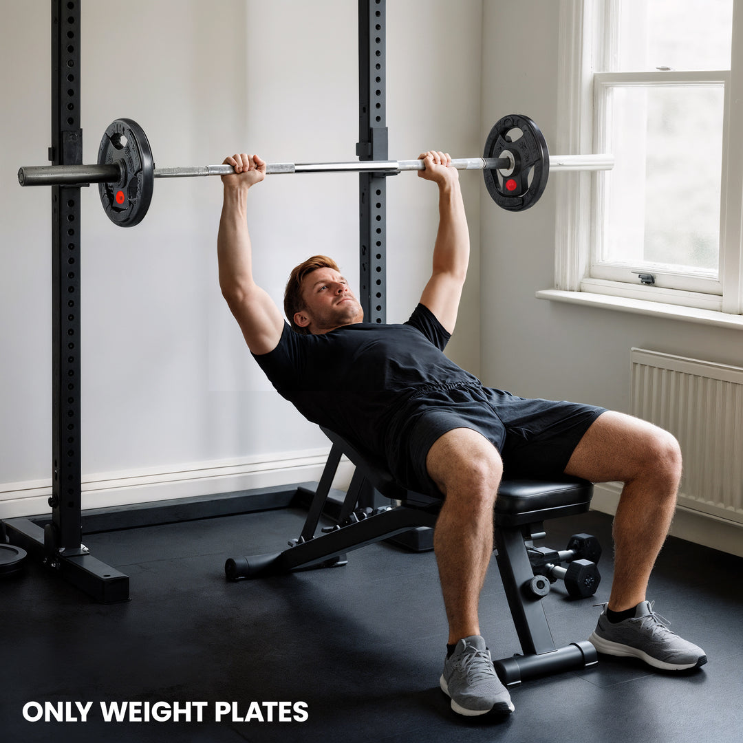 MCL Olympic Weight Plates, 2"/5cm Weight Disc Pair with Tri-Grips, 2 x 15kg Dumbbell Plates for Weightlifting and Strength Training Home Gym Fitness Workout, Black