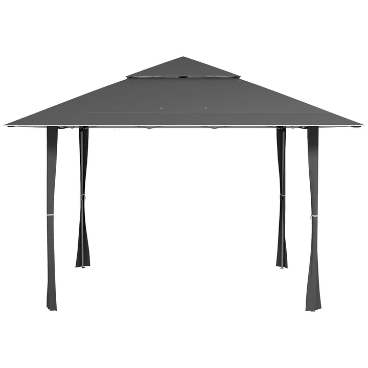 Outsunny Pop-up Gazebo with Double Roof, 4 x 4m, Canopy Tent, UV Proof, Roller Bag, Adjustable Legs, Outdoor Party, Steel Frame, Dark Grey