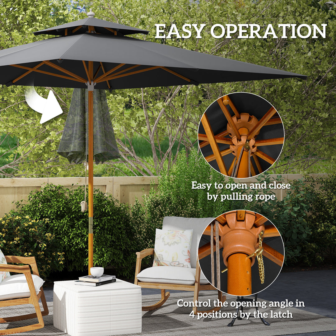 3 m Square Canopy Parasol - Black
