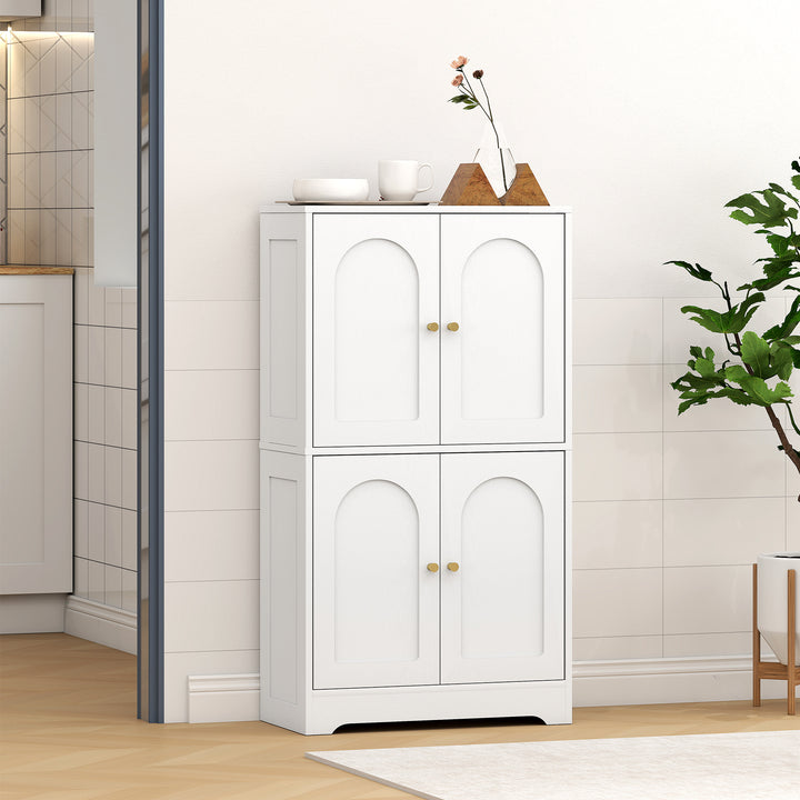 4-Door Kitchen Storage Cabinet with Adjustable Shelves - White
