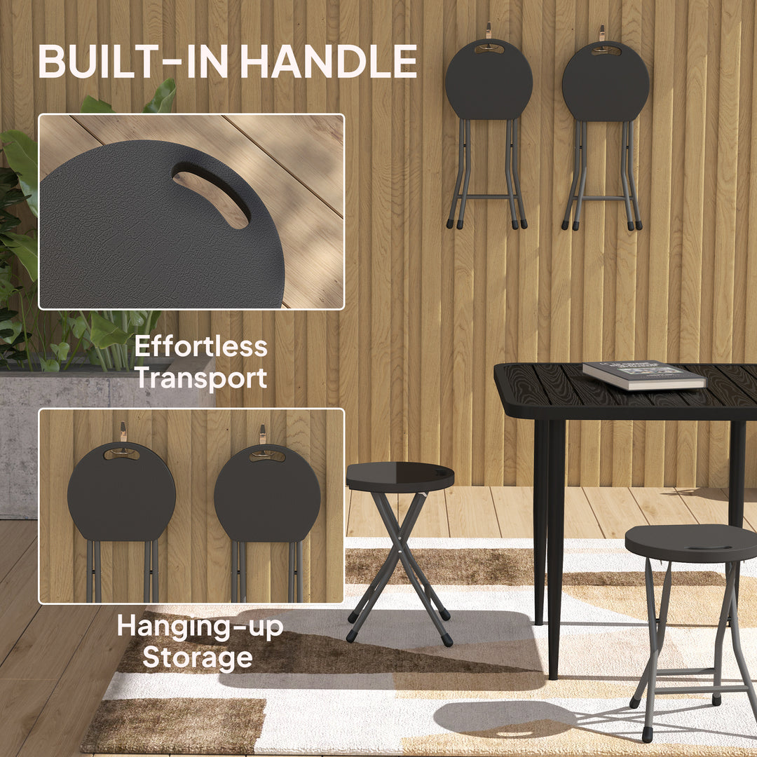 Set of Four Folding Carry Stools - Charcoal Grey