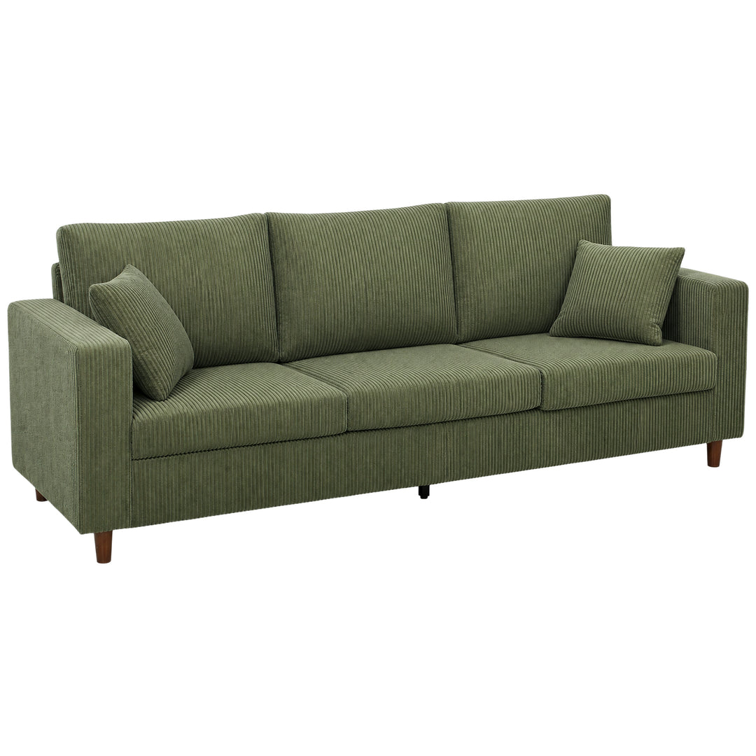 3 Seater Sofa with Wide Seat, Corduroy Fabric Couch with Deep Seat, Sp