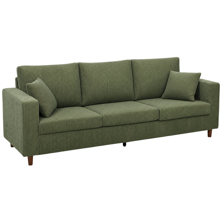 3 Seater Sofa with Wide Seat, Corduroy Fabric Couch with Deep Seat, Sp