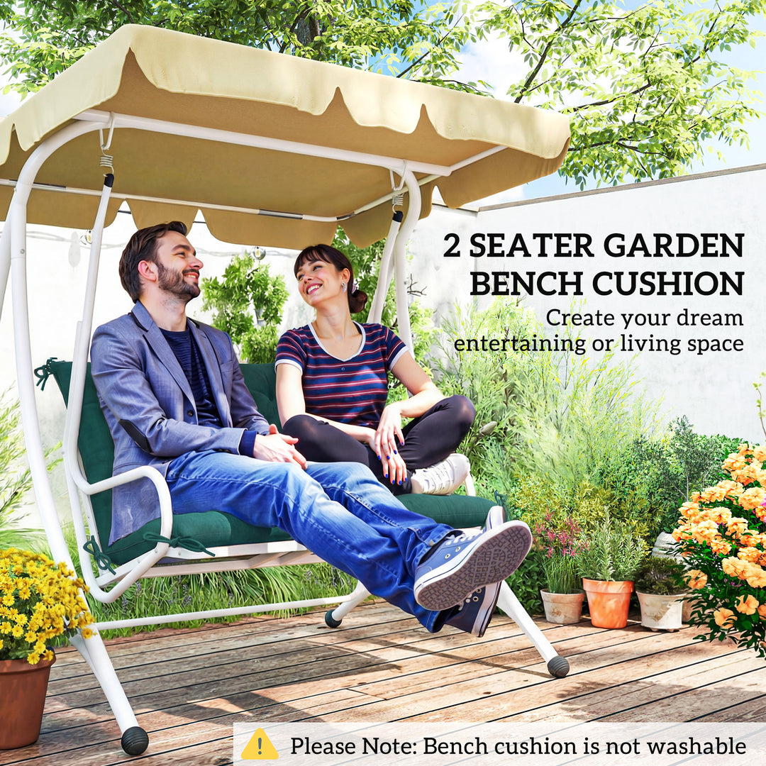 2 Seater Bench Pad, Garden Chair Cushion with Back and Ties for Indoor