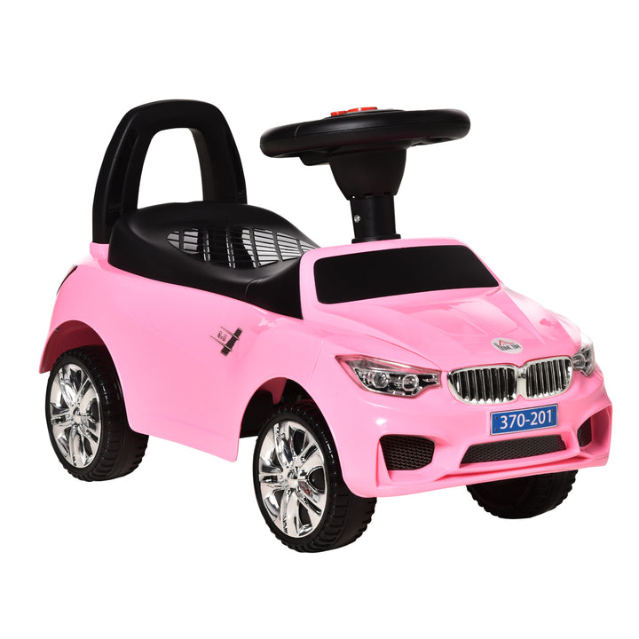 HOMCOM Baby Toddler Ride On Car, Foot to Floor Slider with Horn, Music, Working Lights, Storage, Big Steering Wheel, Pink | Aosom UK