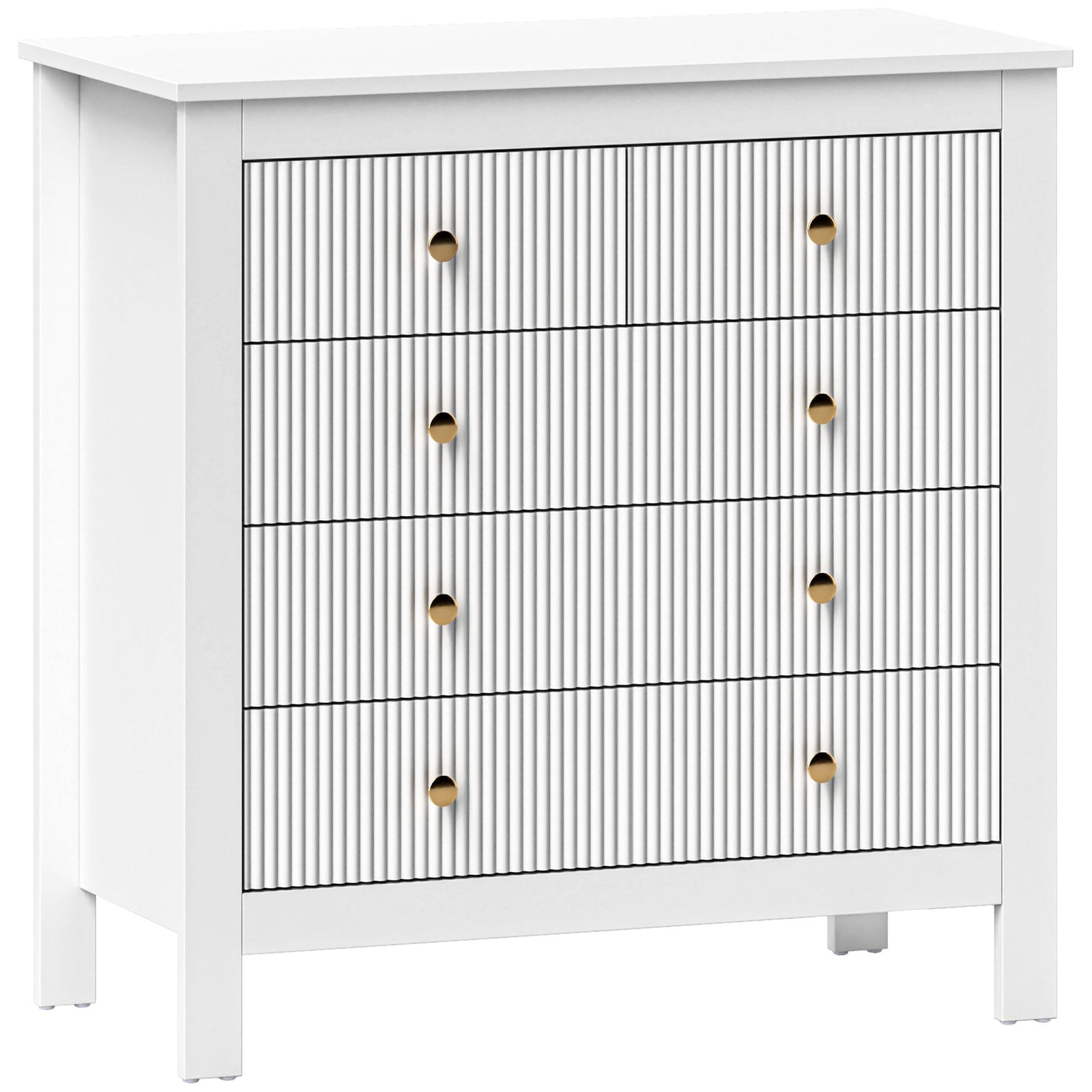Elegant Chest of Five Drawers - White