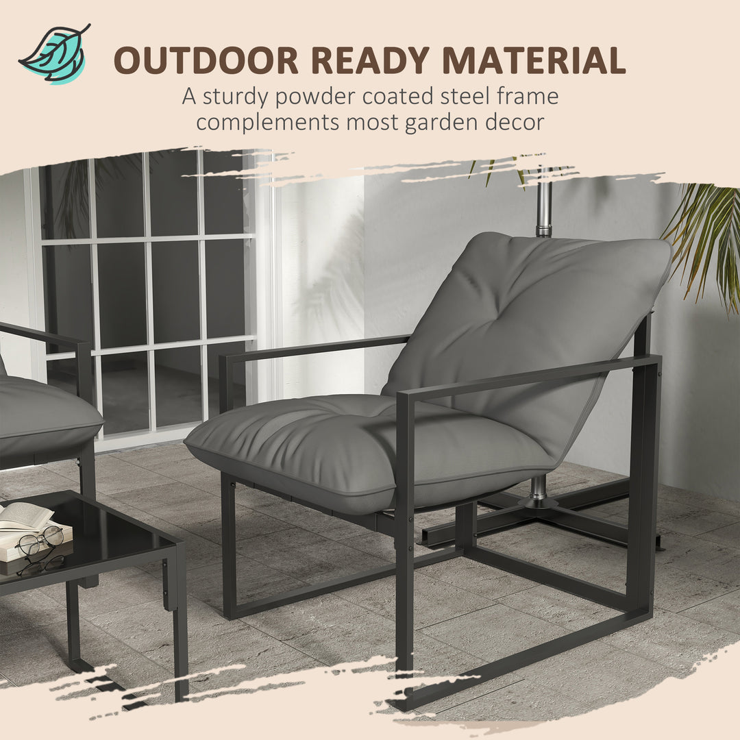 Four-Piece Relaxed Back Garden Dining Set - Black/Grey
