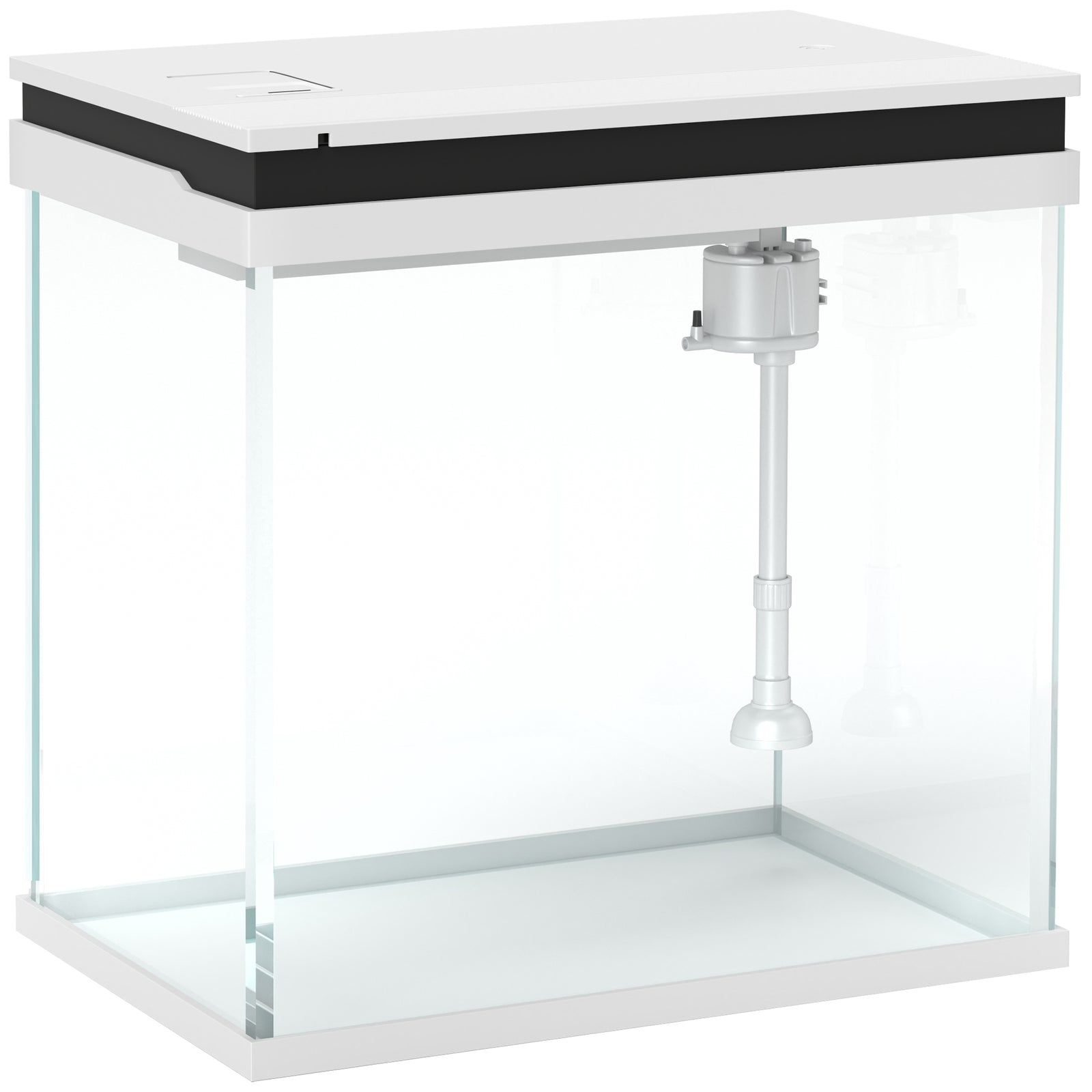 26L Glass Fish Tank With Filter System, LED Lights, Water Pump, White
