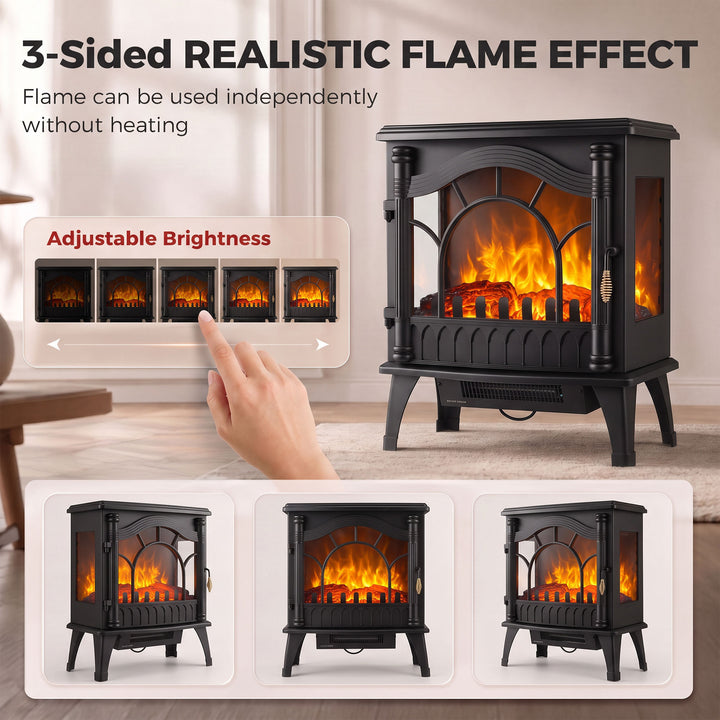 3-Sided Glass Electric Fire Fan Heater, Electric Fireplace Stove - view 4
