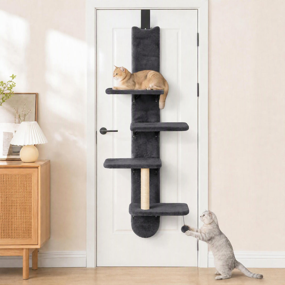Door Hanging Cat Shelf, 4-Level Over Door Cat Climber with Platforms - view 2