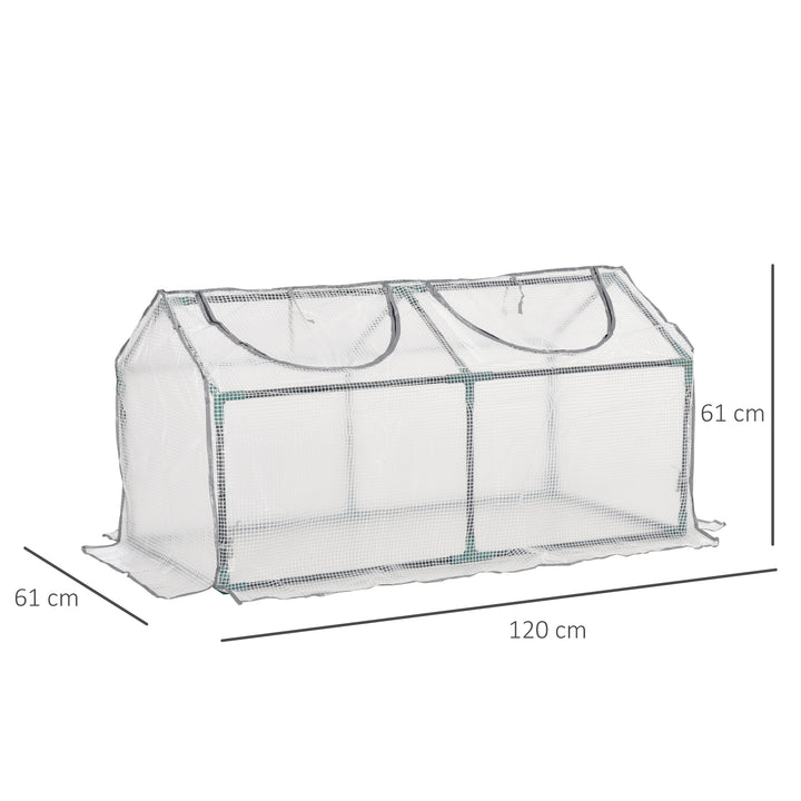 Mini Greenhouse Portable Flower Planter Tomato Vegetable House for Garden Backyard with Zipper 120 x 60 x 60 cm, White