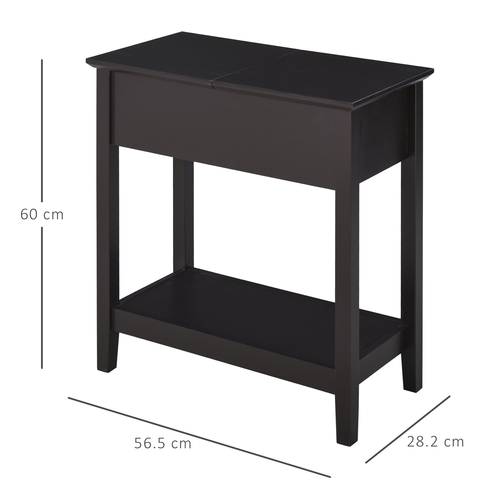 End Table, Narrow Side Table with Flip Top , Shelf, Dark Coffee