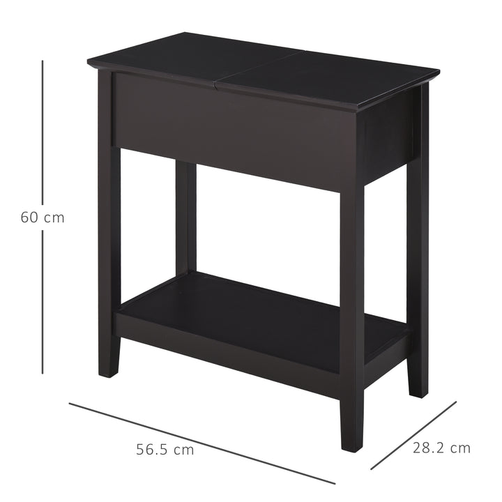 End Table, Narrow Side Table with Flip Top , Shelf, Dark Coffee