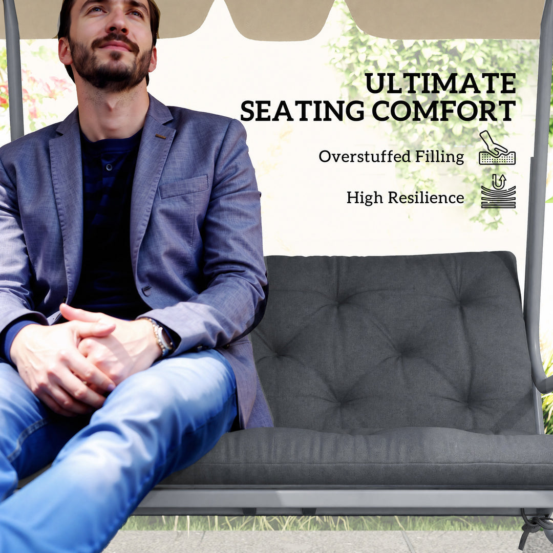 2 Seater Bench Pad, Garden Swing Chair Cushion with Back and Ties, Tuf