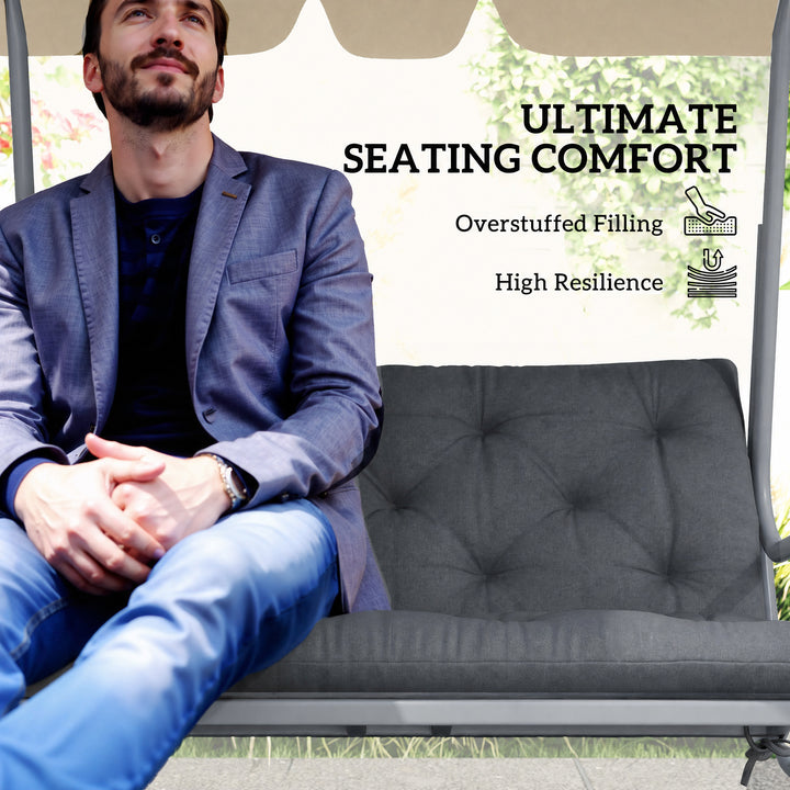 2 Seater Bench Pad, Garden Swing Chair Cushion with Back and Ties, Tuf