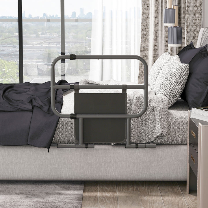 Folding Bed Rail for Elderly Adults, Bed Assist Rail with Storage Pocket for Disabled, Pregnant, Black