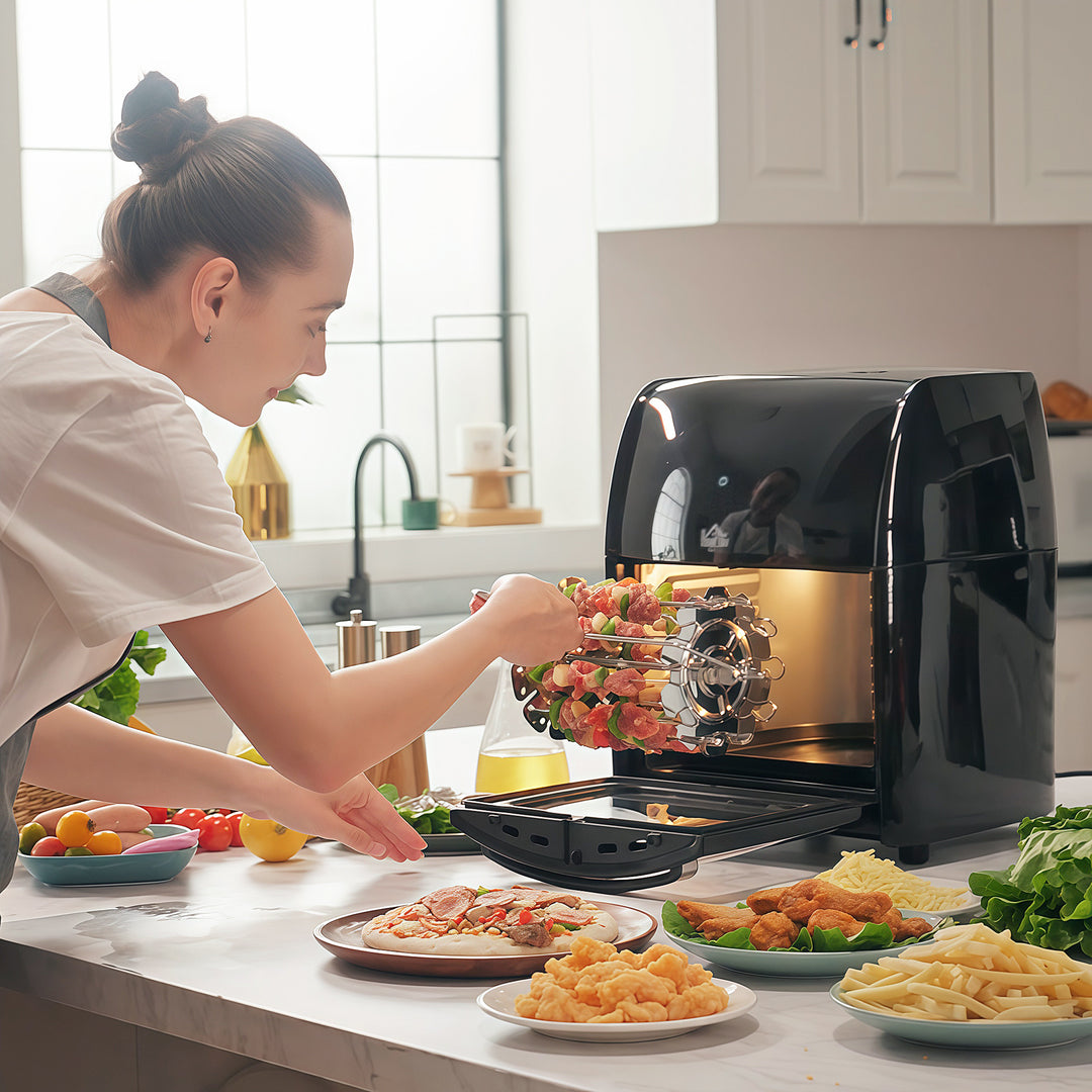 12L 8 in 1 Digital Air Fryer Oven with Roast, Bake, Dehydrate, 8 Preset Modes, Rapid Air Circulation, Timer, Inner Light, Memory Function, 1800W, Dish Wash Accessory, Black