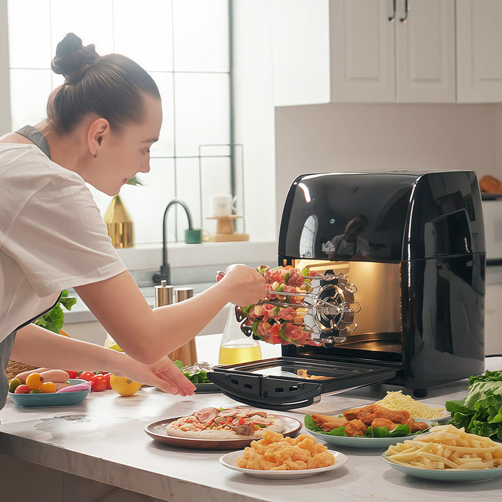 12L 8 in 1 Digital Air Fryer Oven with Roast, Bake, Dehydrate, 8 Preset Modes, Rapid Air Circulation, Timer, Inner Light, Memory Function, 1800W, Dish Wash Accessory, Black
