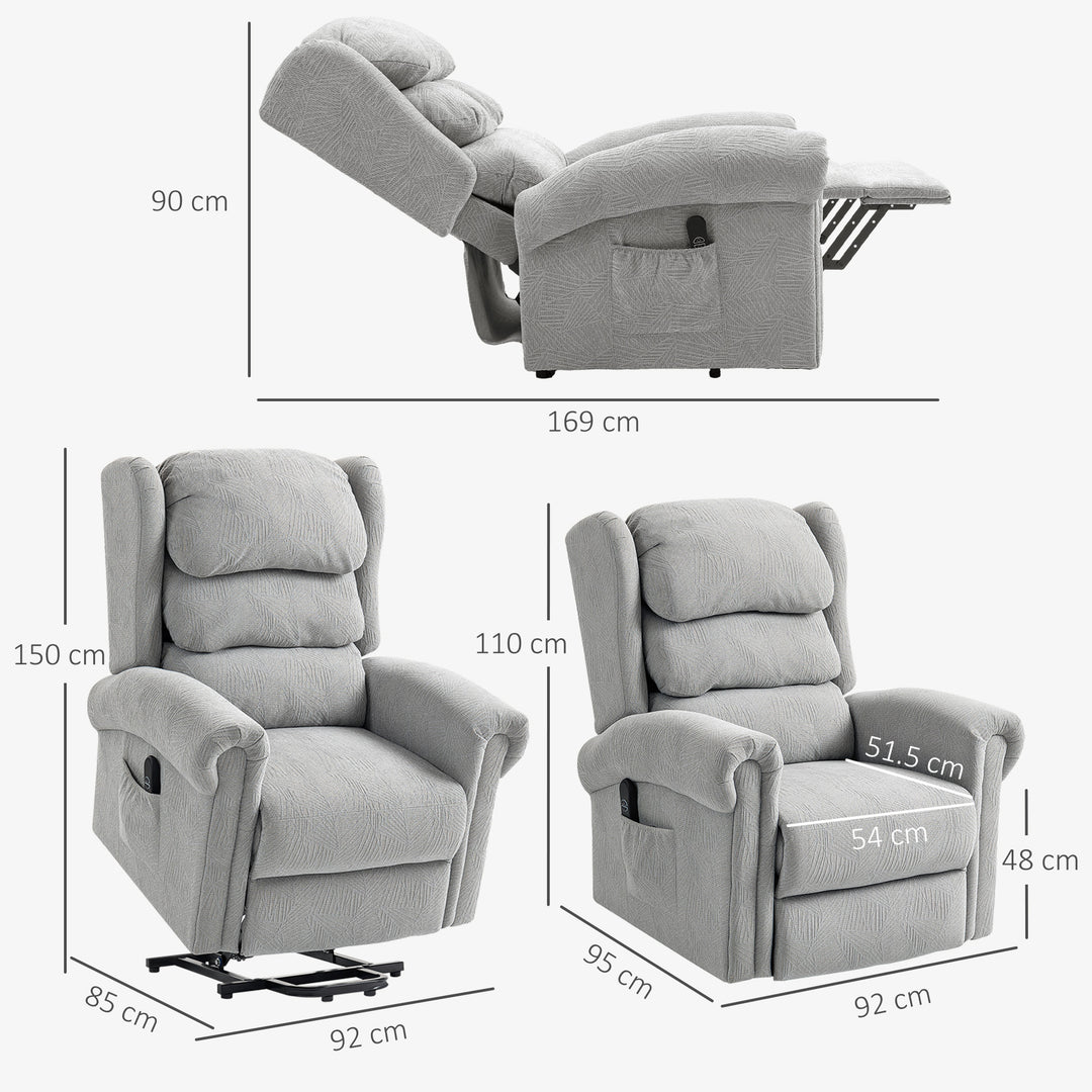 Velvet-Feel Electric Riser Recliner Chair - Grey