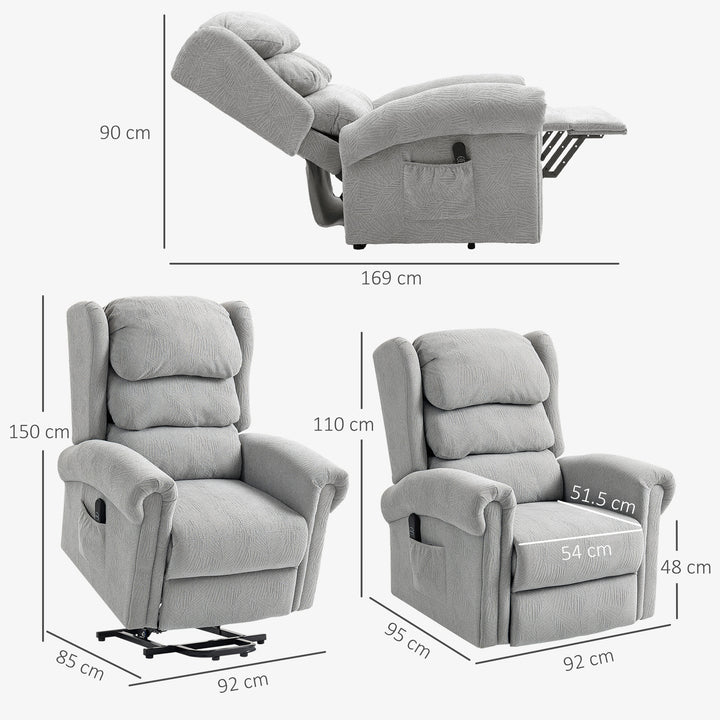 Velvet-Feel Electric Riser Recliner Chair - Grey