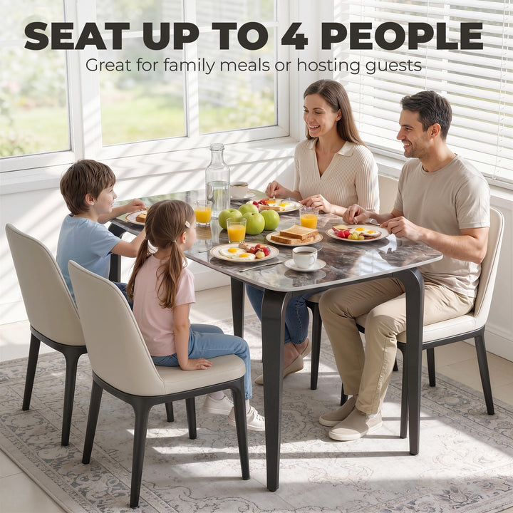 Dining Table for 4, Modern Kitchen Table with Sintered Stone Tabletop,