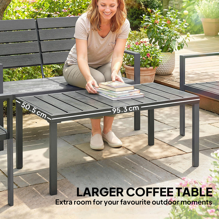 4 Piece Garden Furniture Set, Outdoor Sofa Set with HDPE Slatted Loves
