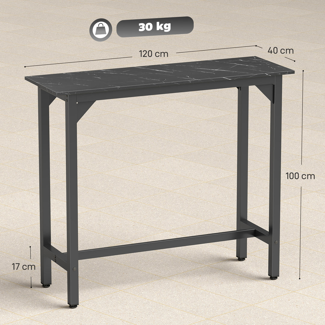 Rectangular Bar Table, Marble Effect Pub Coffee Table for Small Space,