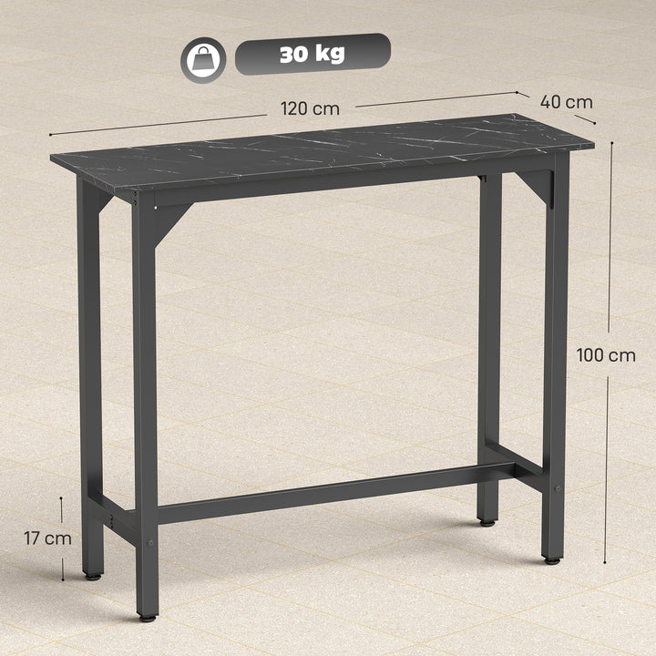 Rectangular Bar Table, Marble Effect Pub Coffee Table for Small Space,