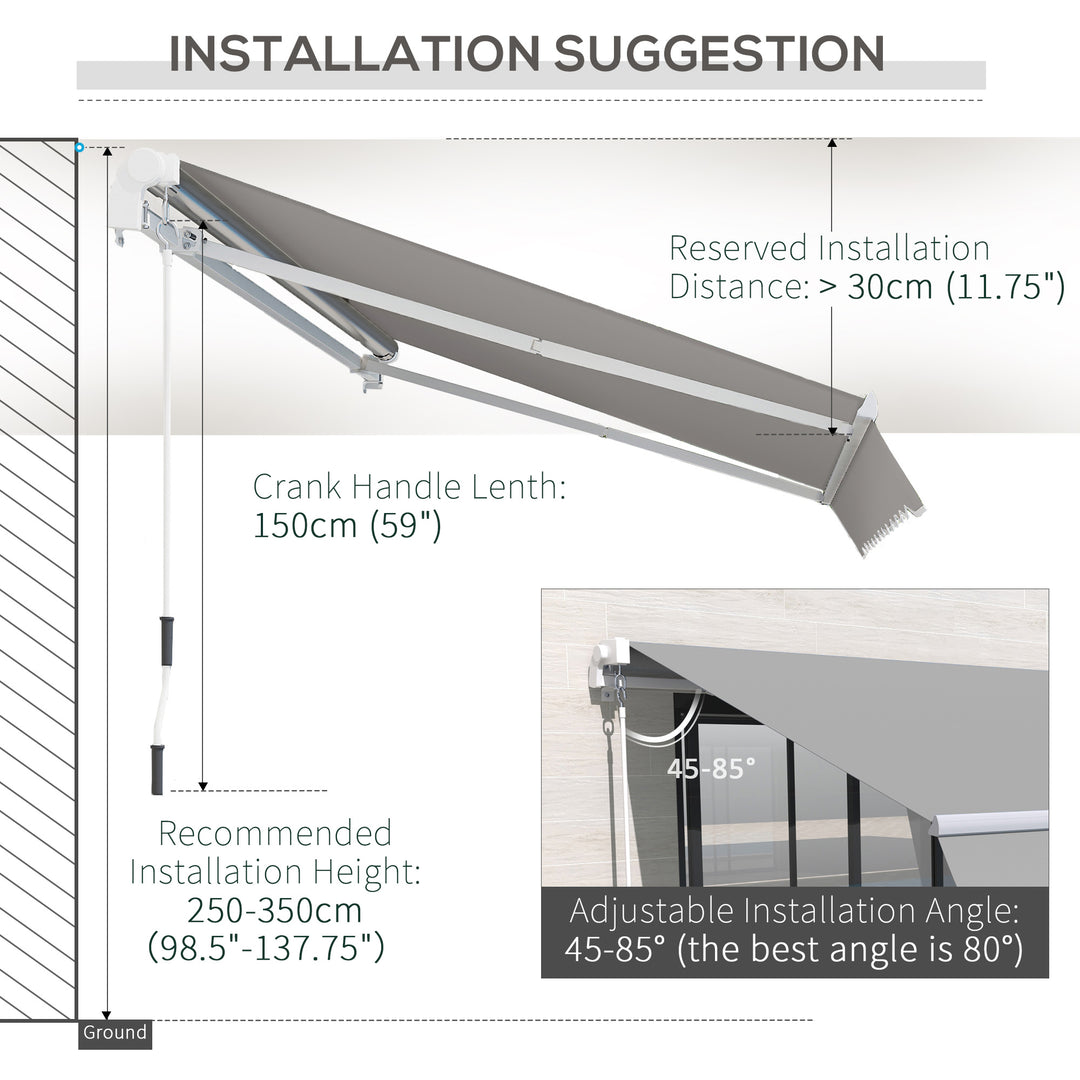 Garden Patio Manual Awning Canopy Sun Shade Shelter Retractable 4 Size 5 Colour