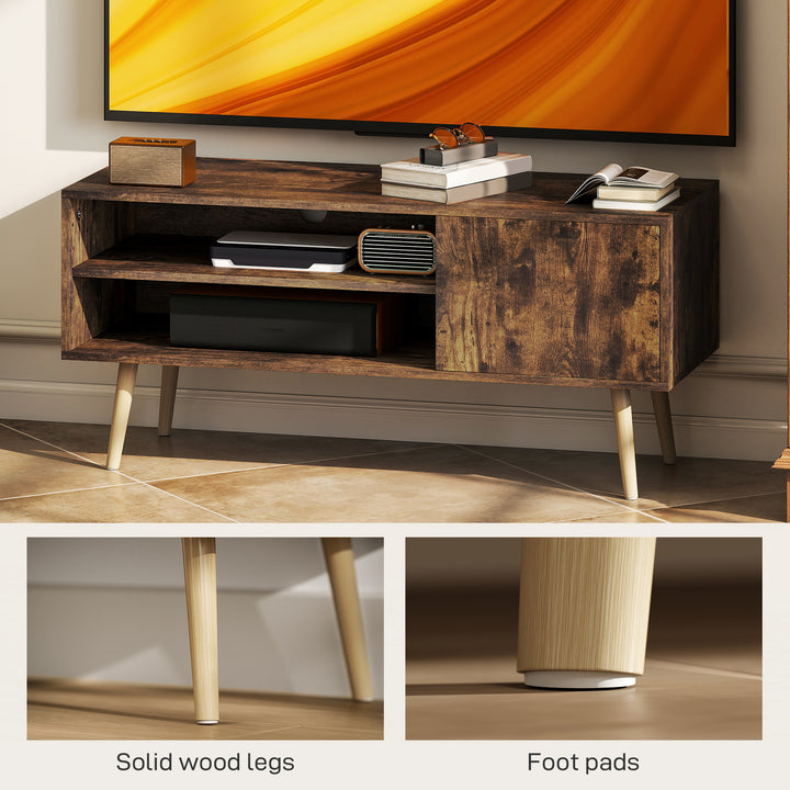 TV Stand up to 55 Inches, TV Unit with Open Shelves and Cable Holes - Brown