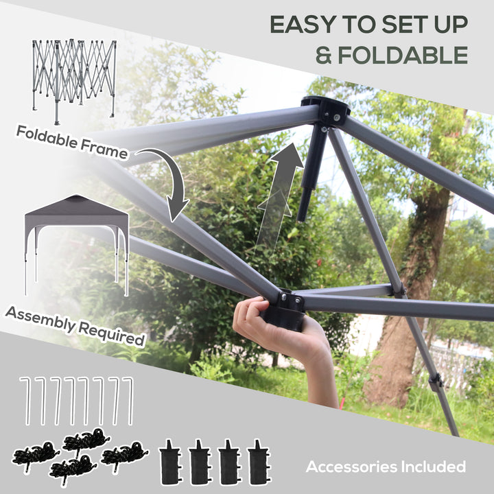 3 x 3(M) Pop Up Gazebo, UPF 50+ Foldable Canopy Tent with Wheeled Carrybag, 4 Leg Weight Bags, Height Adjustable Marquee Shelter 1 person easy setup for Outdoor Garden Patio Party, Dark Grey