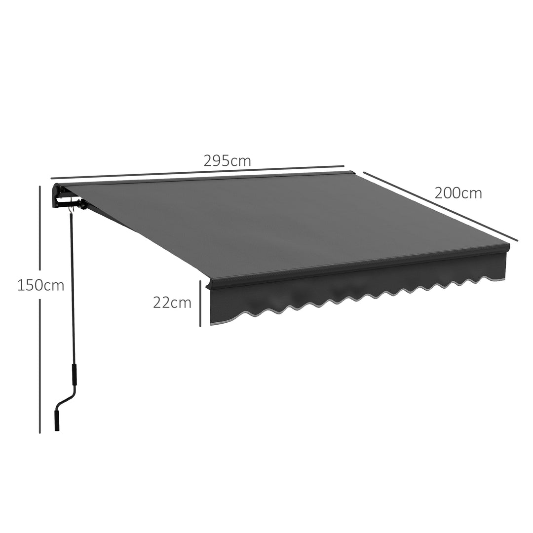 3 x 2m Aluminium Frame Electric Awning, with Remote - Dark Grey