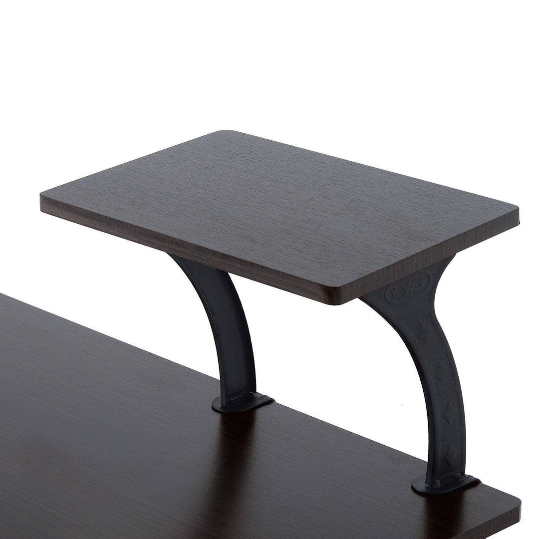 MCL Computer Desk with Display Stand, Sliding Keyboard Tray Drawer and Host Box Shelf Home Office Workstation Dark Brown