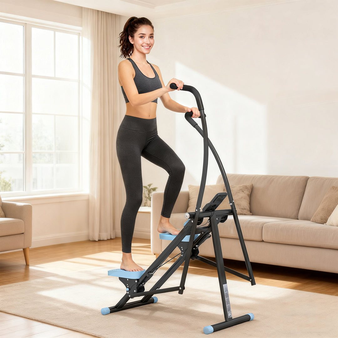 Stair Stepper for Home Gym Exercise, Vertical Climber Machine with LCD Monitor &amp; Adjustable Pedals for Workout