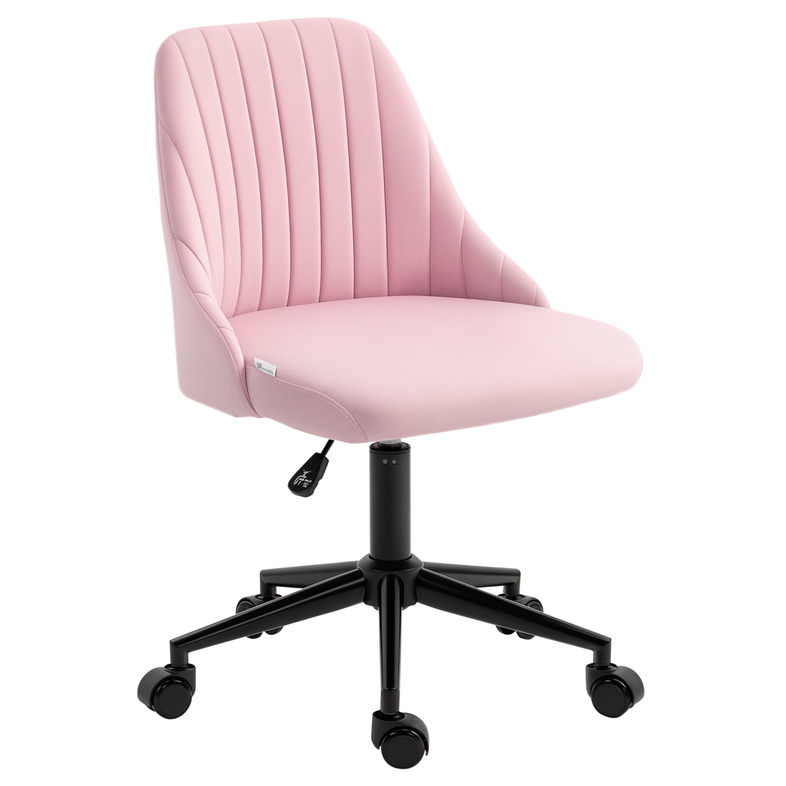 Velvet-Feel Armless Office Chair - Pink