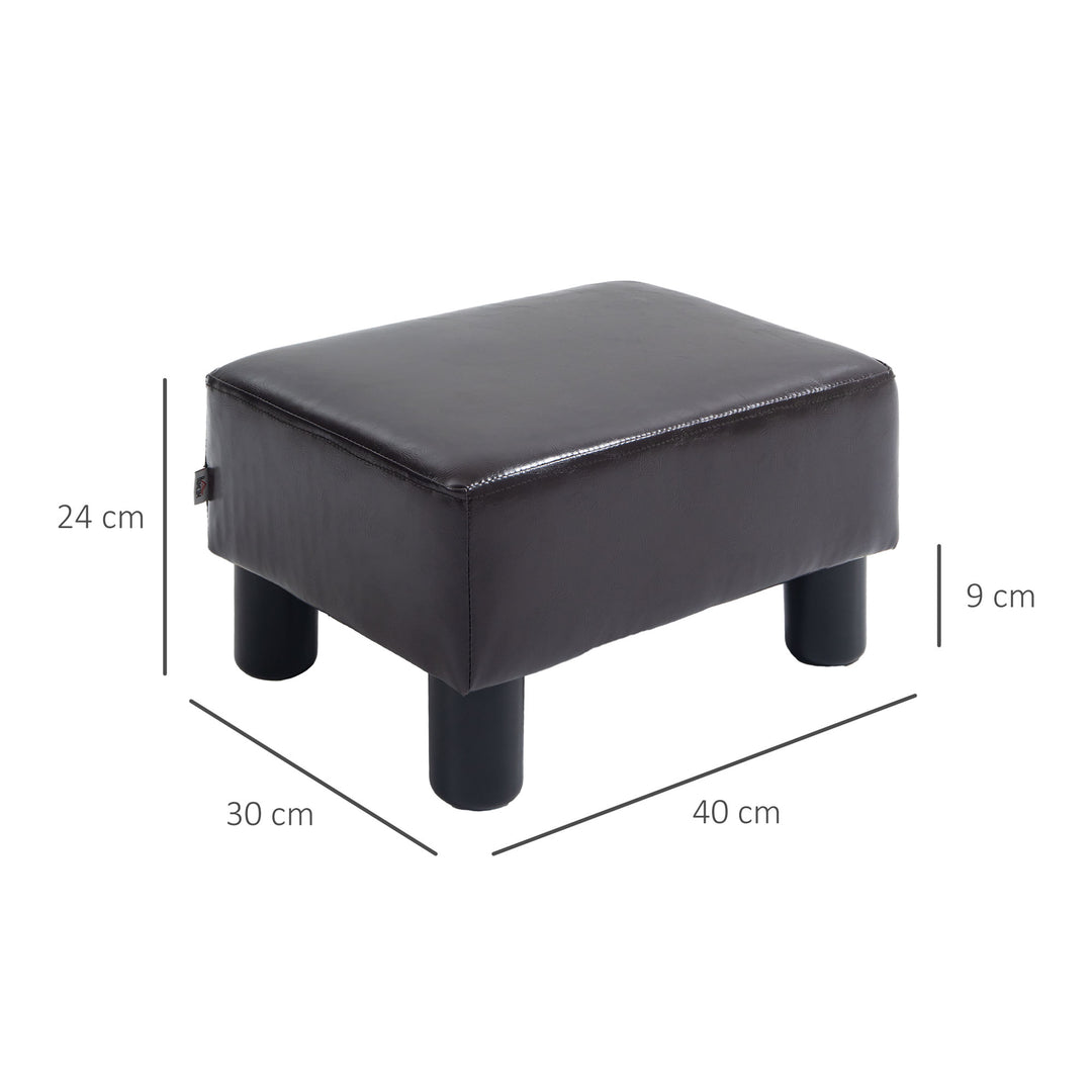 PU Leather Footstool Ottoman Cube with 4 Plastic Legs, Brown